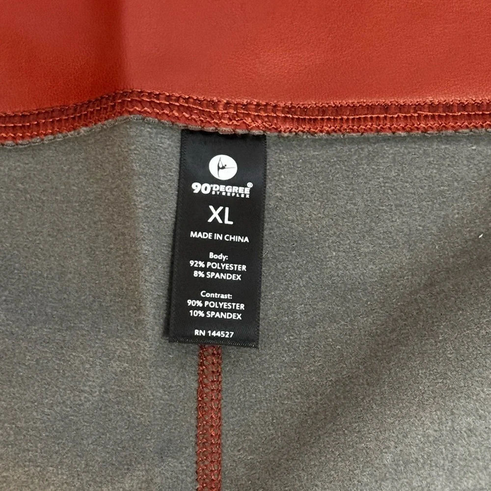 90 Degree By Reflex High-Waist Faux Leather Leggings in Burgundy